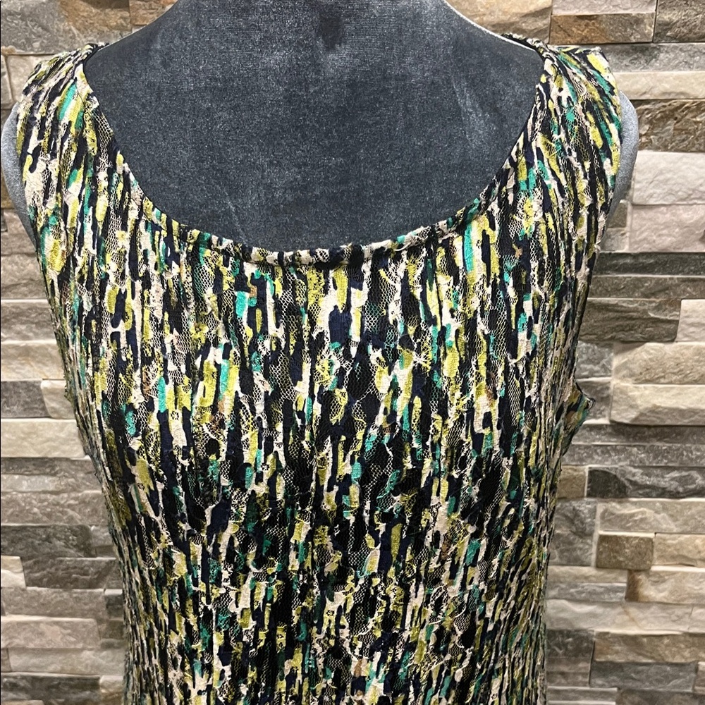 Perceptions Black and Green Patterned Midi Dress - image 2